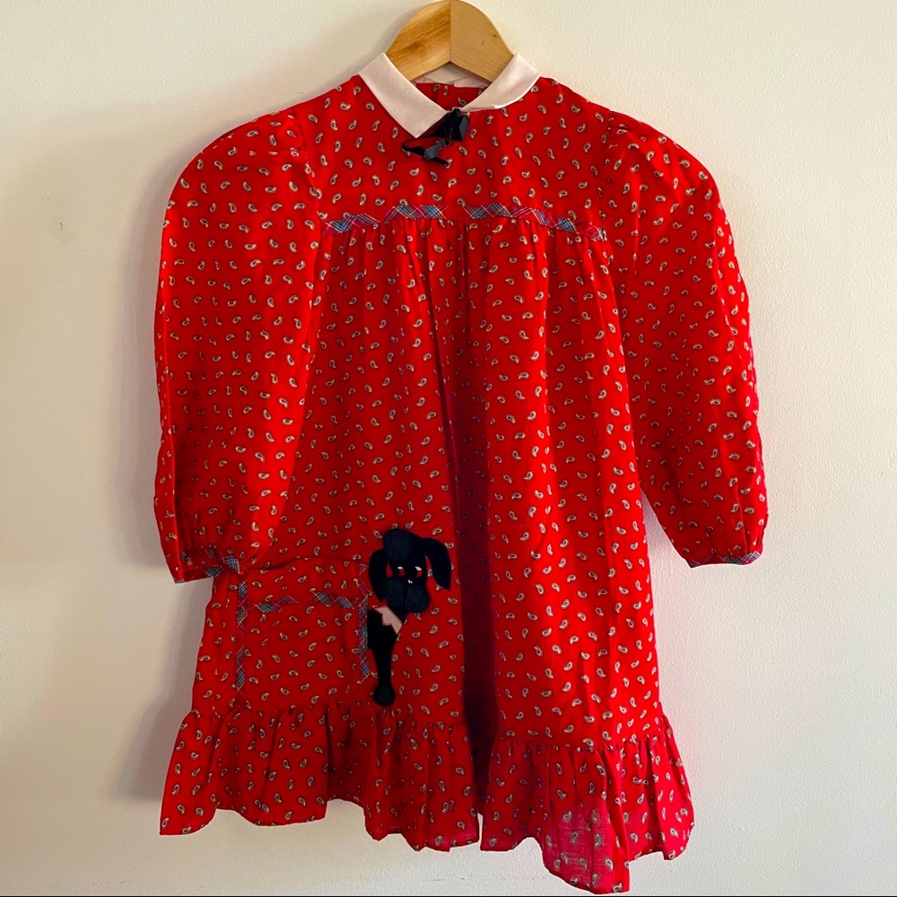 Vintage 1970’s Child’s Dress w Poodle Appliqué.